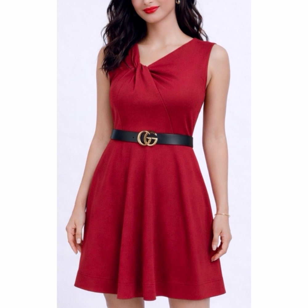 ELIZA J • Red Twist Knot Sleeveless Mini Dress, 2P